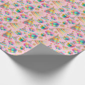 Papier Cadeau Anniversaire Rainbow à thème rose (Coin)