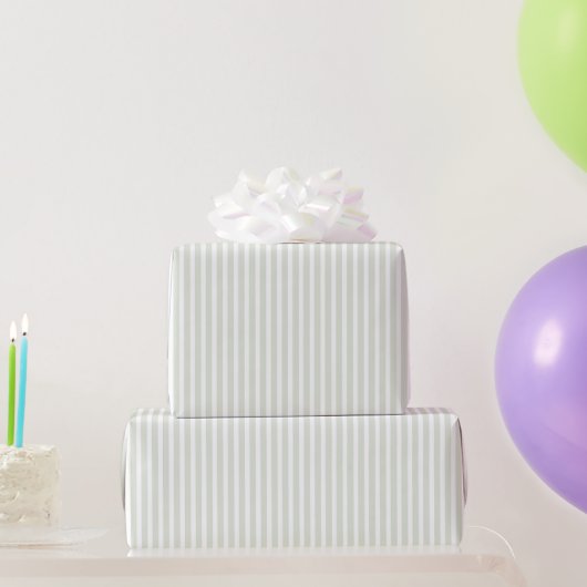 Papier Cadeau Anniversaire Rayures Blanches Menthe (Cadeaux de fête)