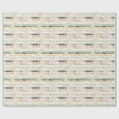 Papier Cadeau Anniversaire Rayures Crème Vert Rose (Plat)