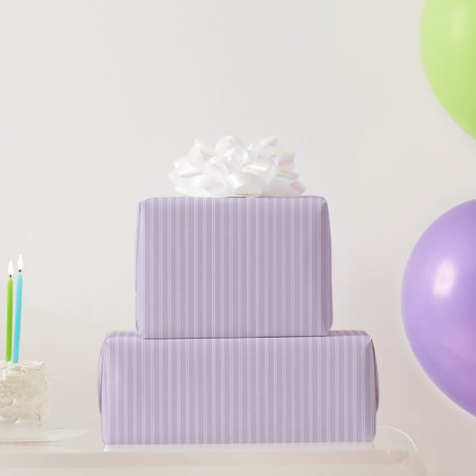 Papier Cadeau Anniversaire Rayures Doubles Blanc Violet (Cadeaux de fête)