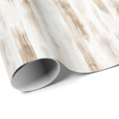 Papier Cadeau Anniversaire rayures marron blanc crème chic (Coin rond)