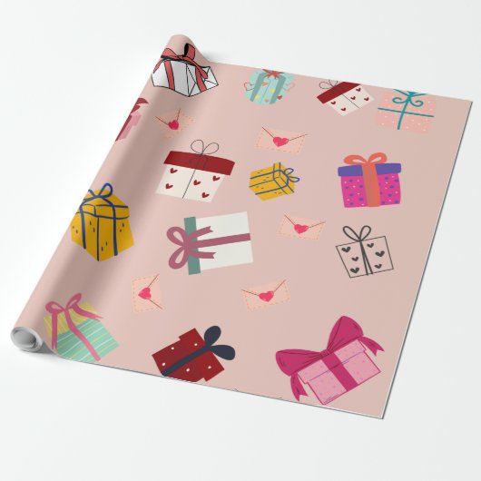 Papier Cadeau Anniversaire rose moderne (Déroulé)