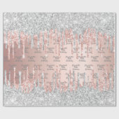 Papier Cadeau Anniversaire rose or parties scintillant gouttes r (Plat)
