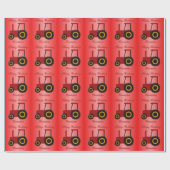 Papier Cadeau Anniversaire rouge de tracteur (Plat)