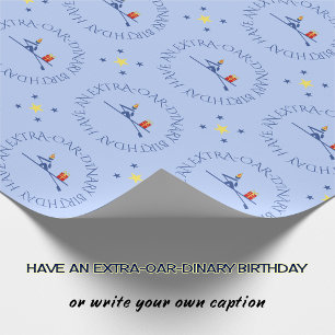 Papier Cadeau Anniversaire rower texte personnalisé bleu