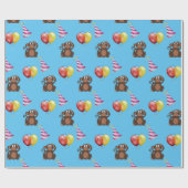 Papier Cadeau Anniversaire Singe et Ballons Enfants (Plat)