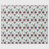 Papier Cadeau Anniversaire Sirène Fille Noire en B (Plat)