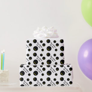 Papier Cadeau Anniversaire sportif motif balle de squash noir dr