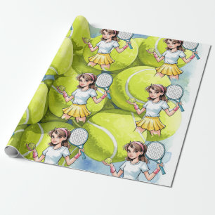 Papier Cadeau Anniversaire Tennis Ace Girl Celebration