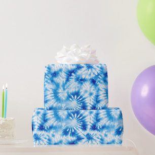 Papier Cadeau Anniversaire Tie Dye Bleu Blanc
