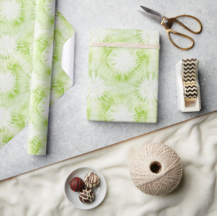 Papier Cadeau Anniversaire Tie Dye Vert Citron Menthe