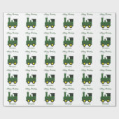 Papier Cadeau Anniversaire vert de train (Plat)