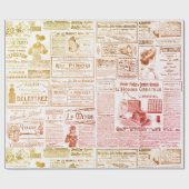 Papier Cadeau Annonces Vintages 1900 Ephemera Rouge (Plat)