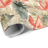 Papier Cadeau Anthurium Floral Tropical Orange Fête de Mariage (Coin rond)