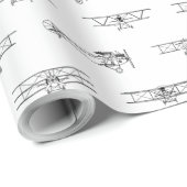 Papier Cadeau Antique Airplanes Aviation Art CUSTOM COLEUR (Coin rond)