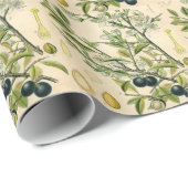 Papier Cadeau Antique Blackthorn Botanique Imprimé Fleur Berry (Coin rond)