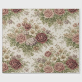 Papier Cadeau Antique Blush Rose Garden Pattern (Plat)