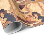 Papier Cadeau Antique française au chocolat (Coin rond)