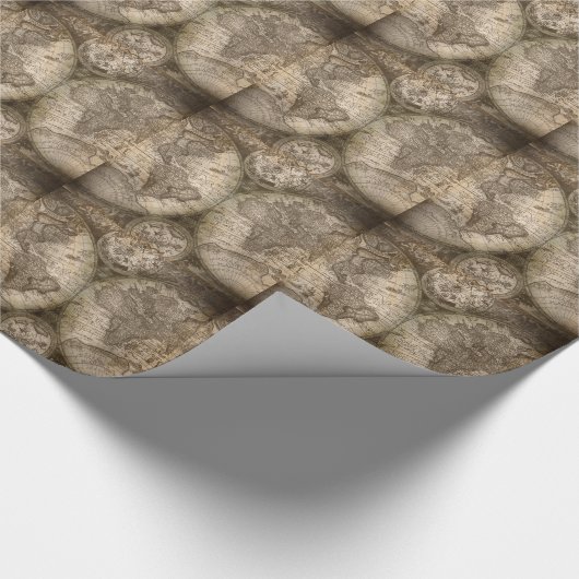 Papier Cadeau Antique Historique Ancien Monde Atlas Continents (Coin)