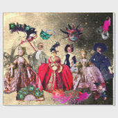 PAPIER CADEAU ANTIQUE ITALIENNE PUPPETS ET MASQUES MASQUERADE PA (Plat)