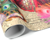 PAPIER CADEAU ANTIQUE ITALIENNE PUPPETS ET MASQUES MASQUERADE PA (Coin rond)