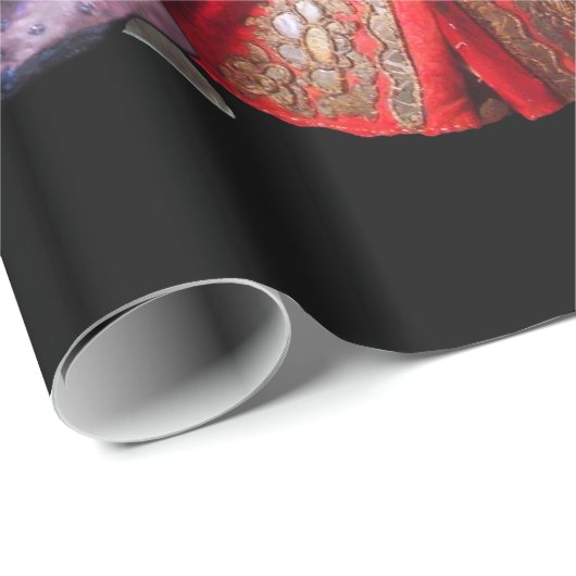 PAPIER CADEAU ANTIQUE ITALIENNE PUPPETS ET MASQUES MASQUERADE PA (Coin rond)