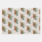 Papier Cadeau Antique Noël Angles Feuille de musique Script (Devant)