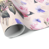 Papier Cadeau Antique Nostalgale Redouté Bouquets de fleurs Rose (Coin rond)