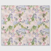 Papier Cadeau Antique Nostalgale Redouté Bouquets Rose sur rose (Plat)