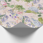 Papier Cadeau Antique Nostalgale Redouté Bouquets Rose sur rose (Coin)