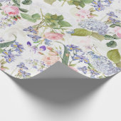 Papier Cadeau Antique Nostalgale Redouté Rose Motif blanc (Coin)