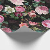 Papier Cadeau Antique Nostalgale Redouté Rose Motif noir (Coin)