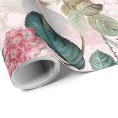 Papier Cadeau Antique Nostalgale Redouté Rose rose Motif (Coin rond)