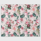 Papier Cadeau Antique Nostalgale Redouté Rose rose Motif (Plat)