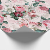 Papier Cadeau Antique Nostalgale Redouté Rose rose Motif (Coin)