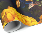 Papier Cadeau Antique Nostalgic violet Fleurs Jaunes Motif (Coin rond)