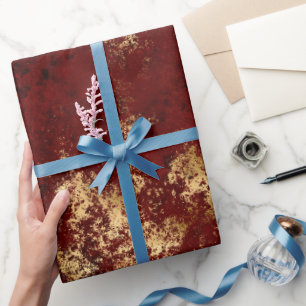 Papier Cadeau Antique Rouge Or Grunge