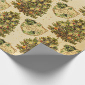 Papier Cadeau Antique sapin de Noël Rouge Joyeux or de Noël (Coin)