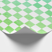 Papier Cadeau Antique Style Blanc Bleu et Vert Checkerboard (Coin)