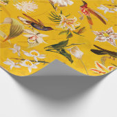 Papier Cadeau Antique Tropical Hummingbird Jungle Motif Jaune (Coin)