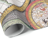 Papier Cadeau Antique vieille carte inspirée (12) (Coin rond)