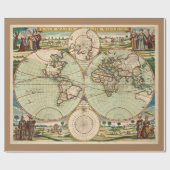 Papier Cadeau Antique Vintage carte du monde (Plat)