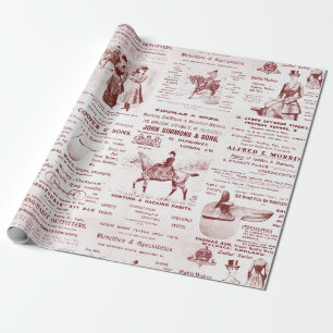 Papier Cadeau Antique Vintage Ephemera Lady Équestre annonces