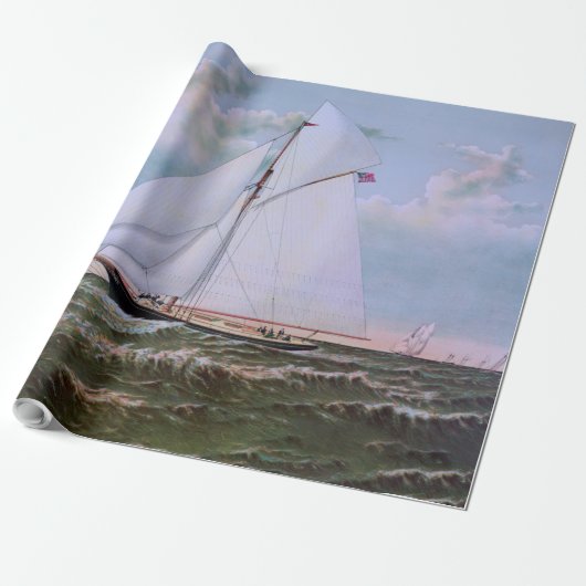 Papier Cadeau Antique voilier Slot Yacht Voilier Ocean (Déroulé)