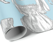 Papier Cadeau antiquité edwardienne mode vintage dames bleu (Coin rond)