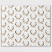 Papier Cadeau Antlers de cerfs roses (Plat)