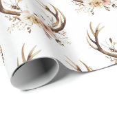 Papier Cadeau Antlers de cerfs roses (Coin rond)