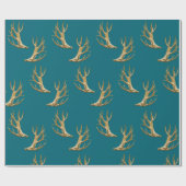 Papier Cadeau Antlers Motif noir Turquoise Masculine cadeau (Plat)