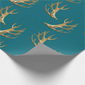 Papier Cadeau Antlers Motif noir Turquoise Masculine cadeau (Coin)