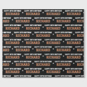 Papier Cadeau Any Age Happy Birthday Retro Custom Orange Black (Plat)